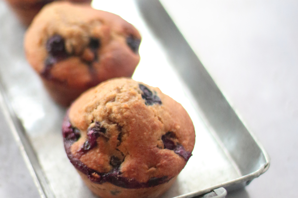 Oatmeal flaxseed blueberry muffins