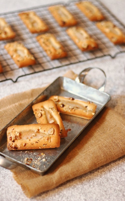 pear hazelnut financier cake