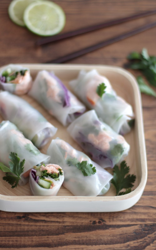 Fresh Salmon & veggie Spring rolls