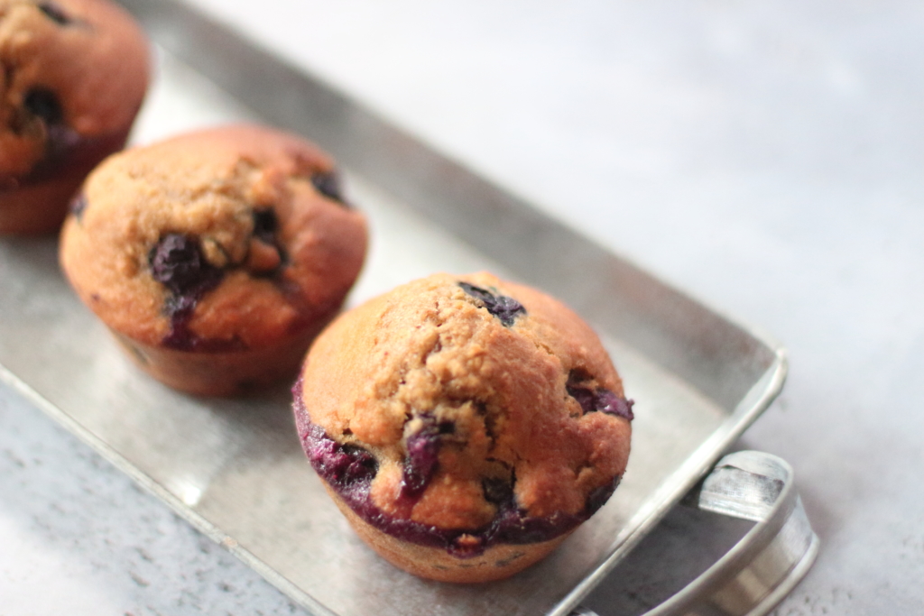 Oatmeal flaxseed blueberry muffins